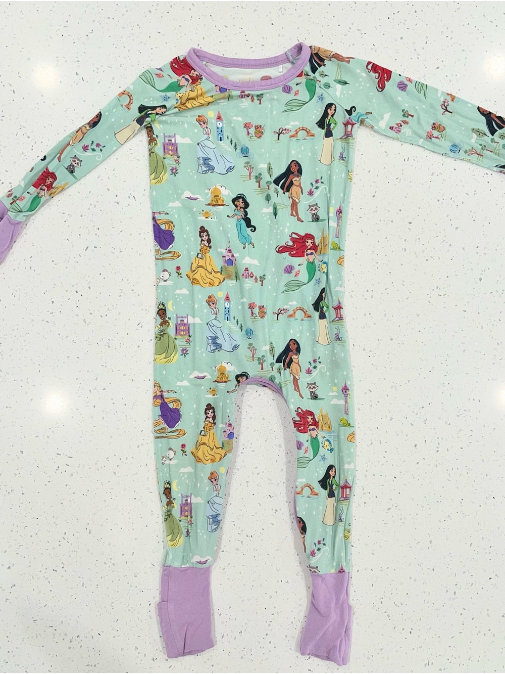 Disney Girls Mint Green Disney Princess One-Piece Pajama